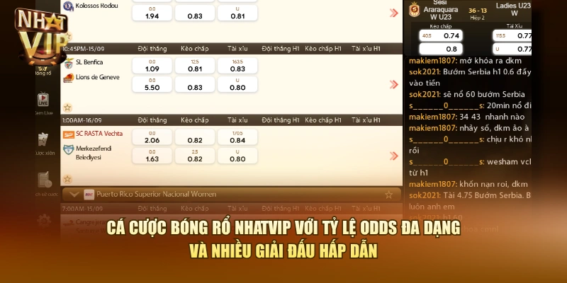 Cá cược bóng rổ Nhatvip với tỷ lệ odds đa dạng và nhiều giải đấu hấp dẫn