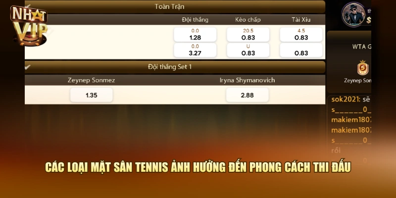 Các loại mặt sân Tennis ảnh hưởng đến phong cách thi đấu